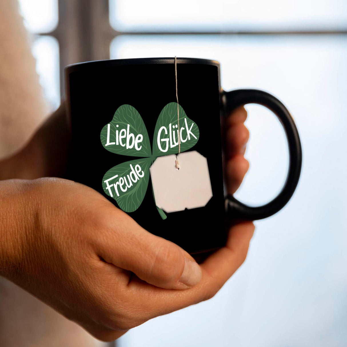 Kleeblatt Tasse mit guten Wünschen