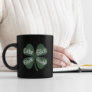 Kleeblatt Tasse mit guten Wünschen