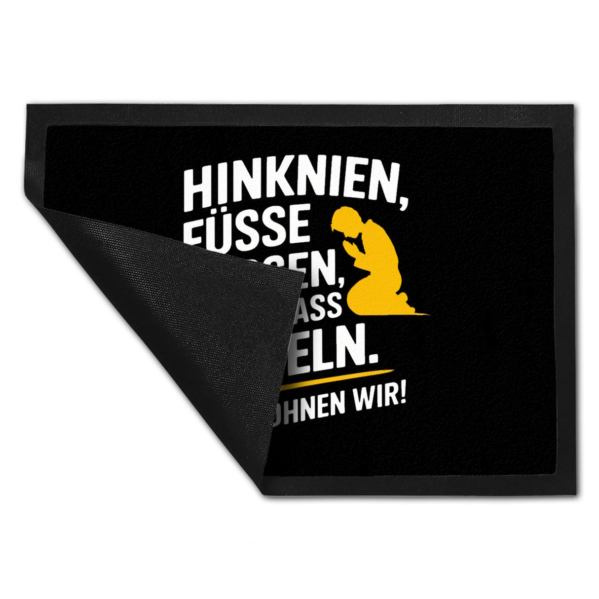 Hinknien und um Einlass betteln Fußmatte in 35x50 cm mit betender Person