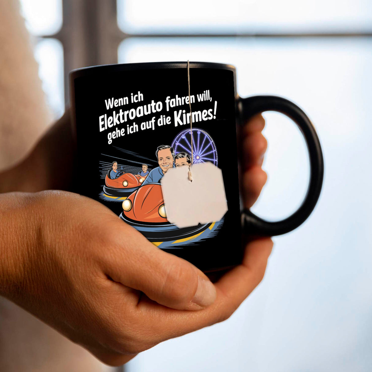 Elektroauto auf Kirmes Tasse KFZ-Humor