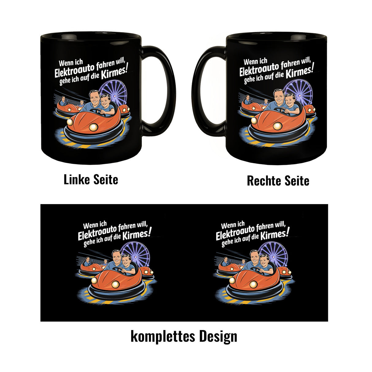 Elektroauto auf Kirmes Tasse KFZ-Humor