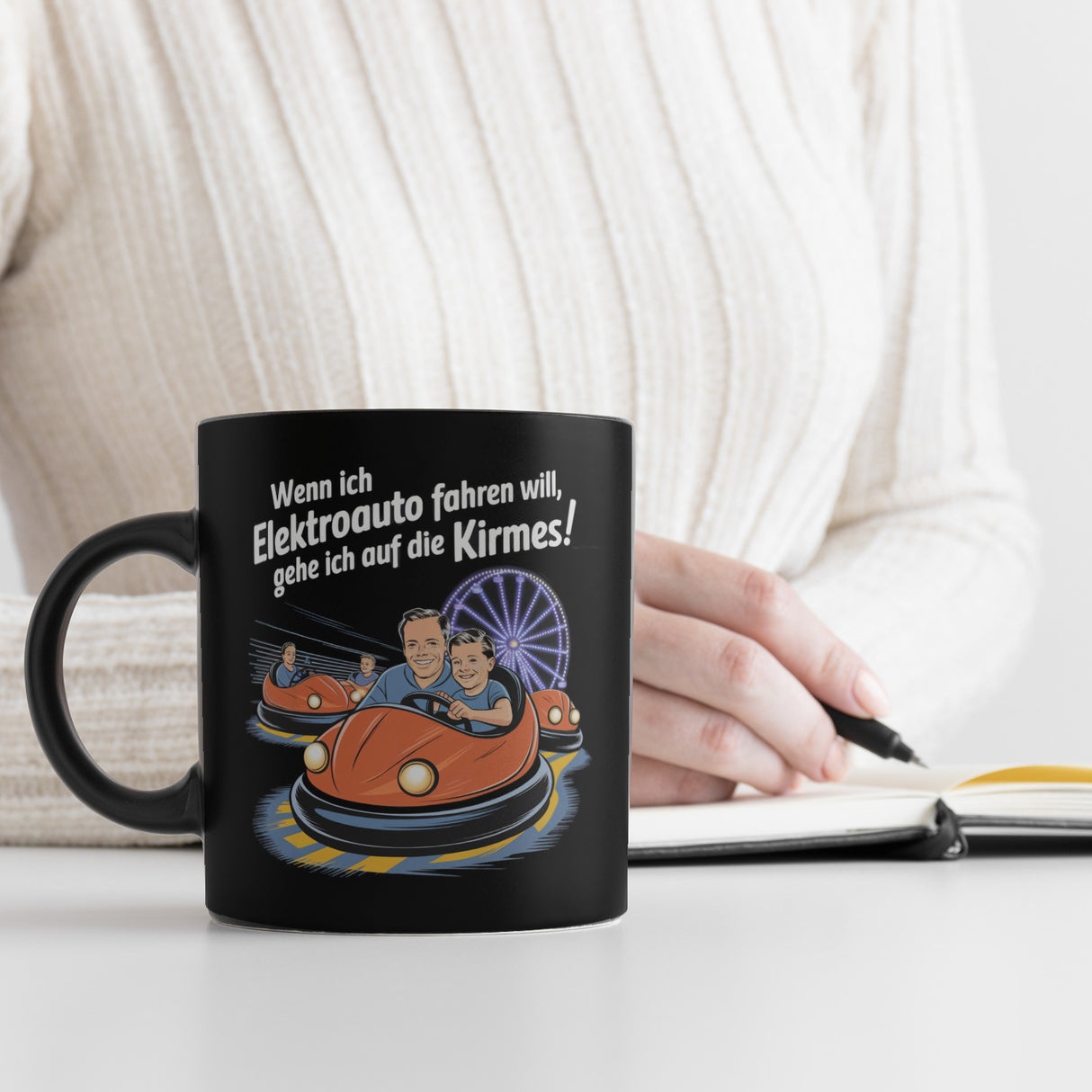 Elektroauto auf Kirmes Tasse KFZ-Humor