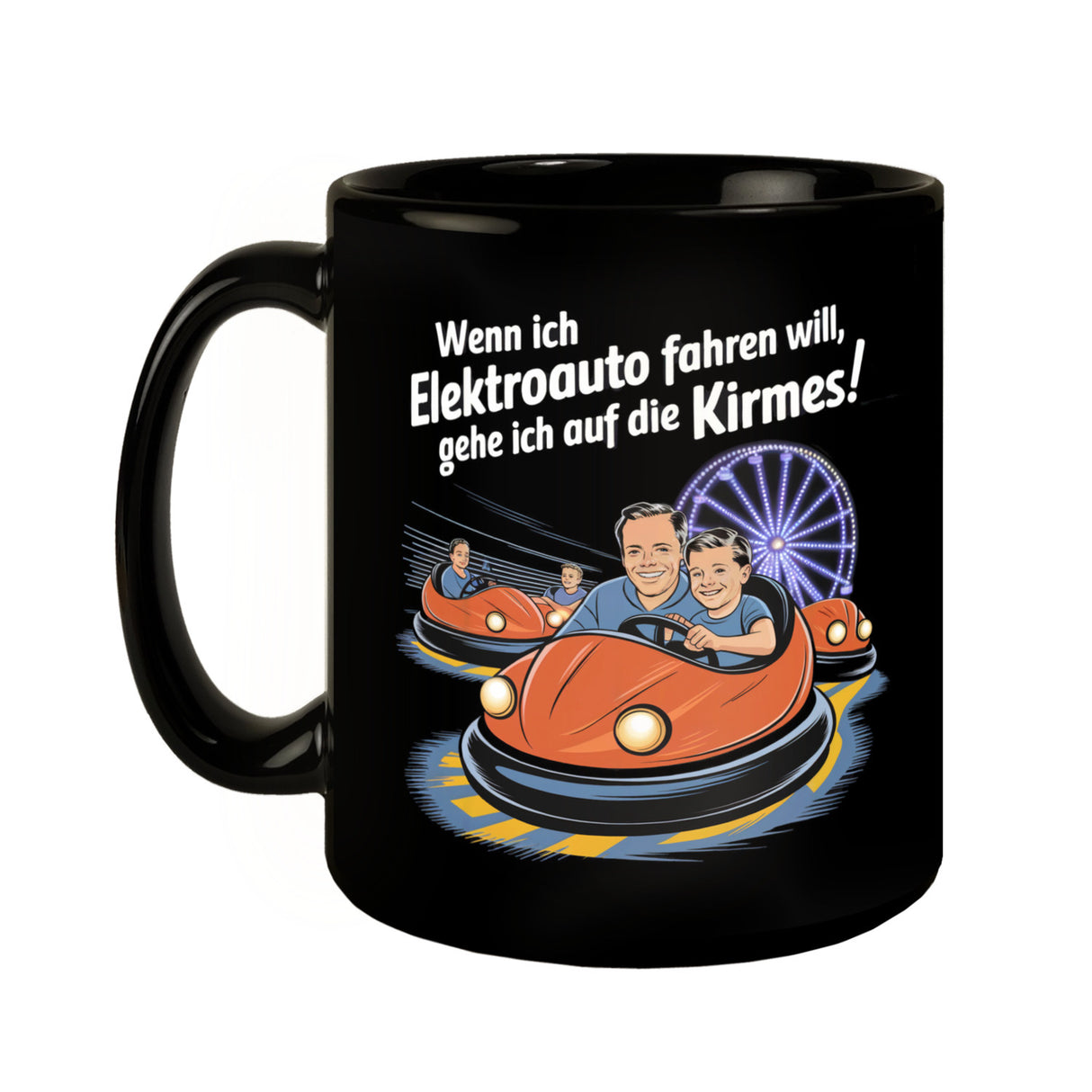 Elektroauto auf Kirmes Tasse KFZ-Humor