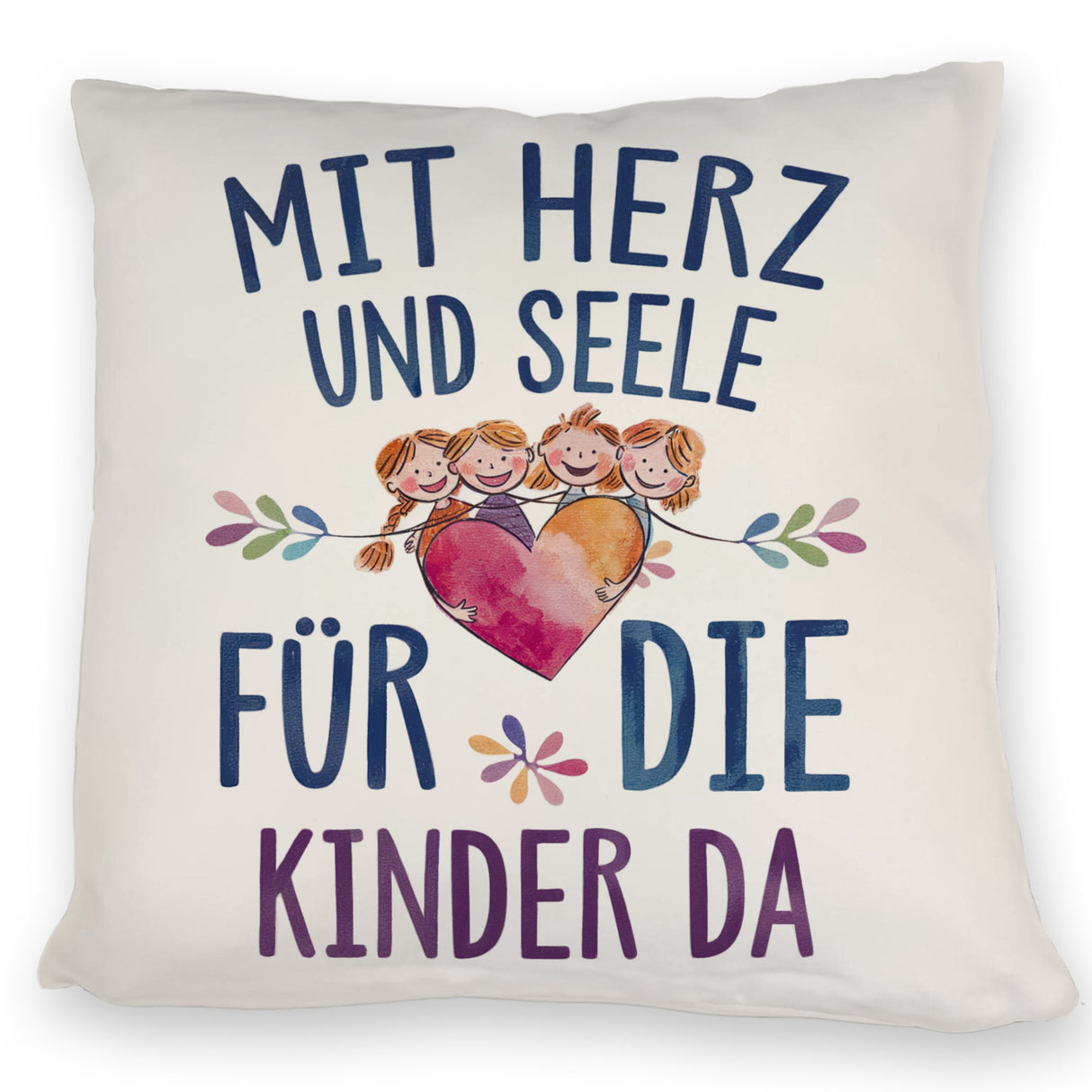 Mit Herz für Kinder da Kissen Herz Umarmt Kinder