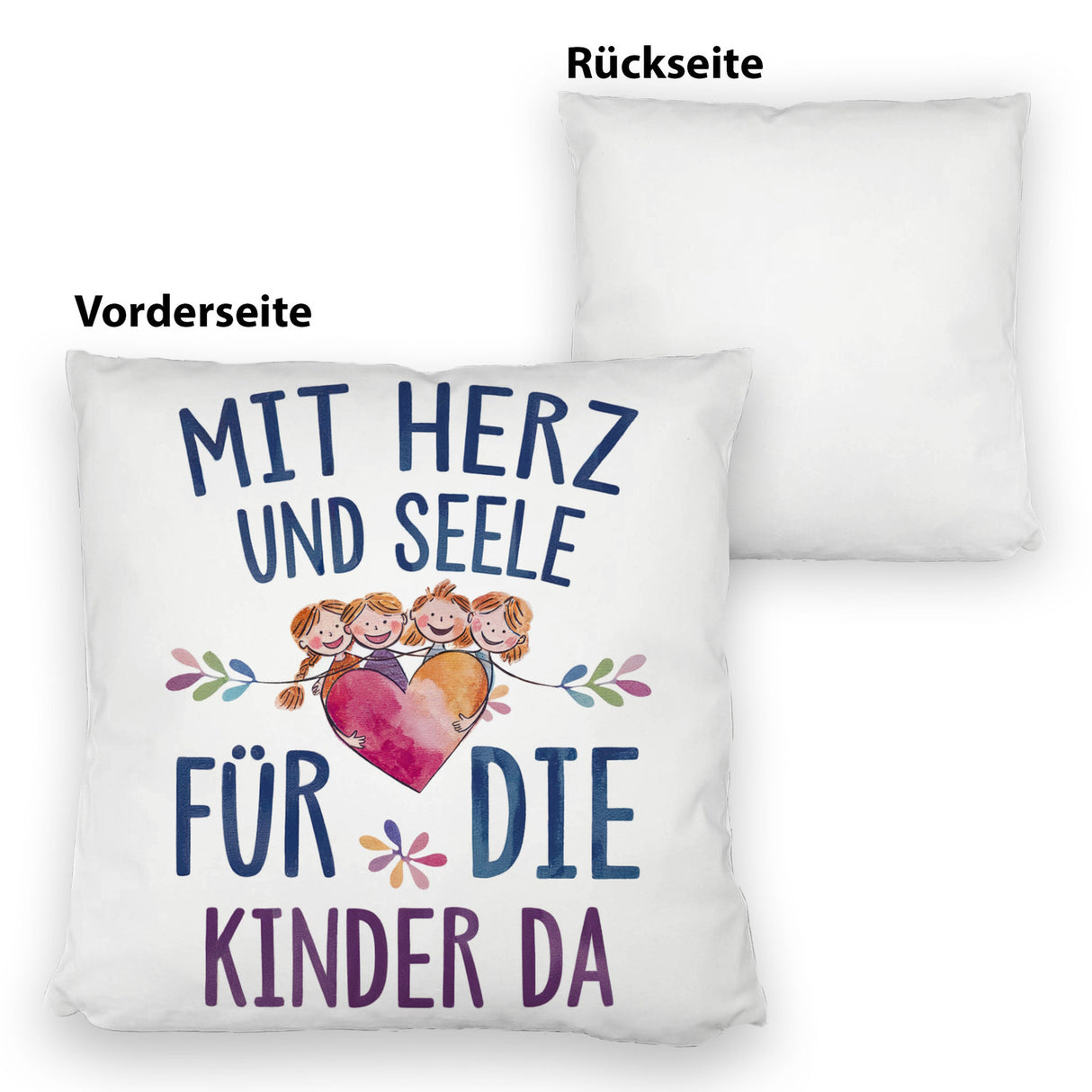 Mit Herz für Kinder da Kissen Herz Umarmt Kinder