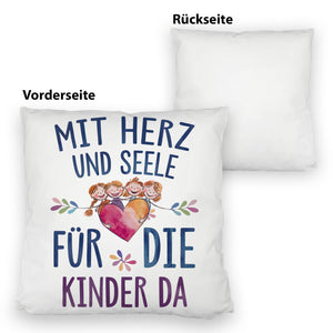 Mit Herz für Kinder da Kissen Herz Umarmt Kinder