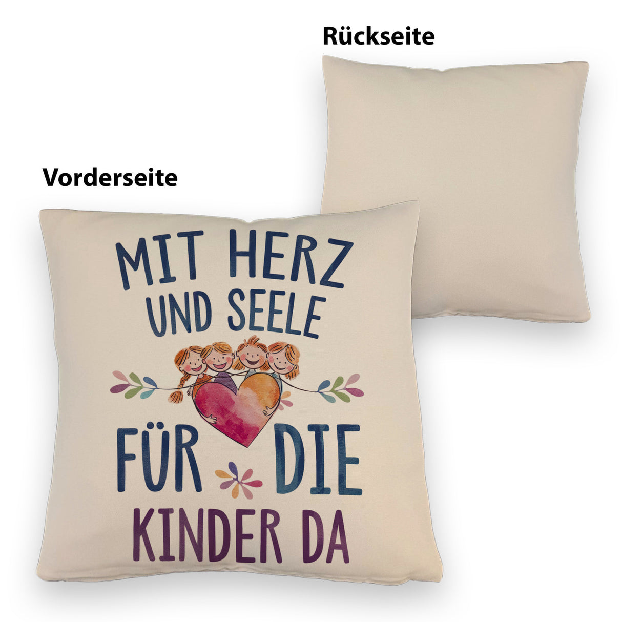Mit Herz für Kinder da Kissen Herz Umarmt Kinder