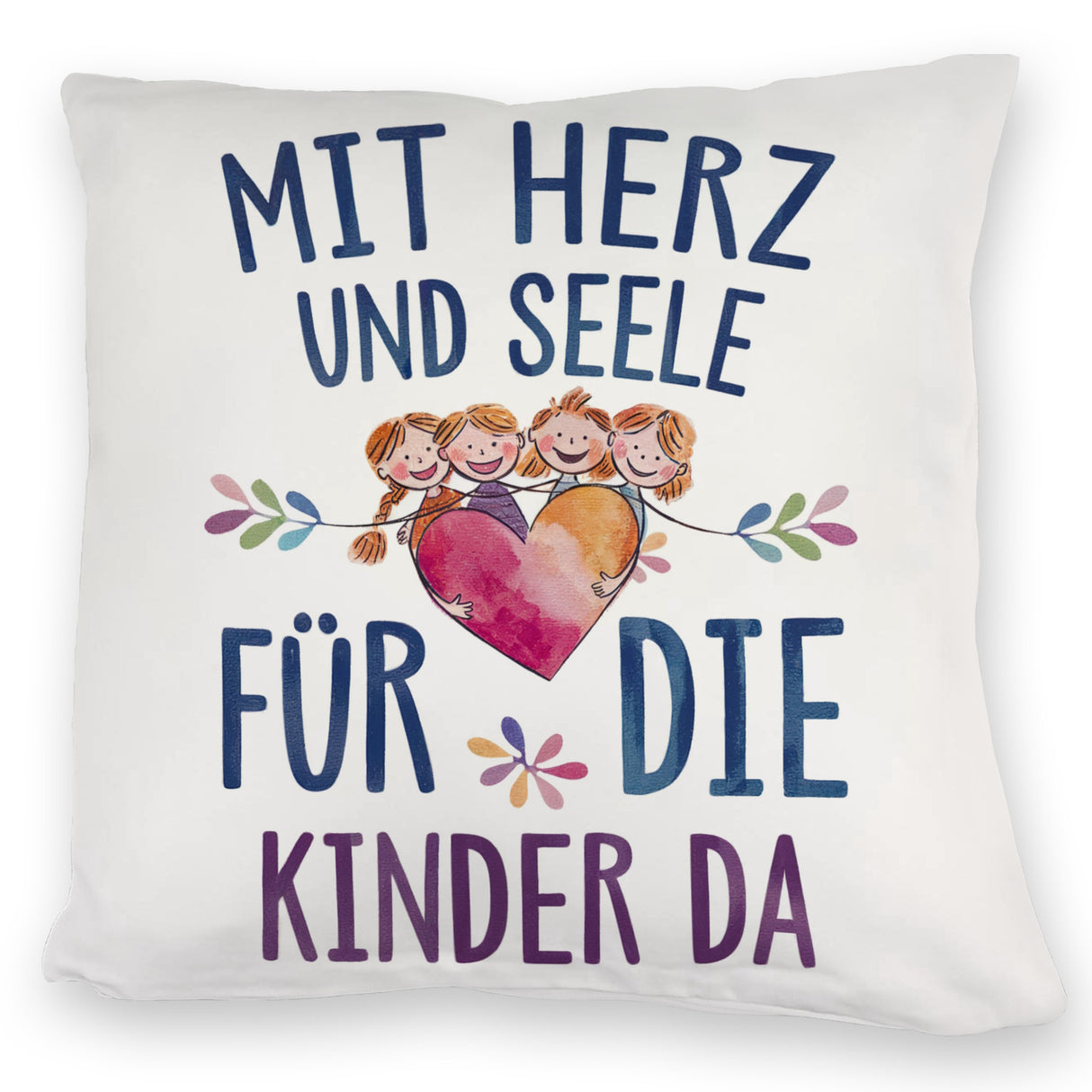 Mit Herz für Kinder da Kissen Herz Umarmt Kinder
