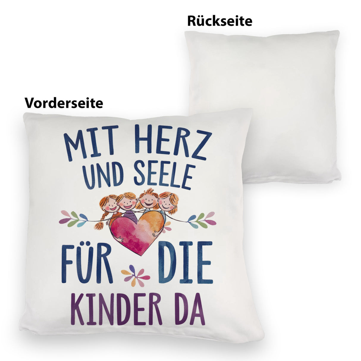 Mit Herz für Kinder da Kissen Herz Umarmt Kinder