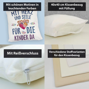 Mit Herz für Kinder da Kissen Herz Umarmt Kinder