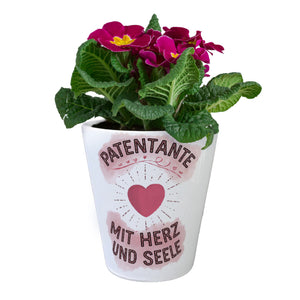 Patentante mit Herz Blumentopf Herz und Seele