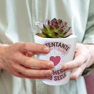 Patentante mit Herz Blumentopf Herz und Seele