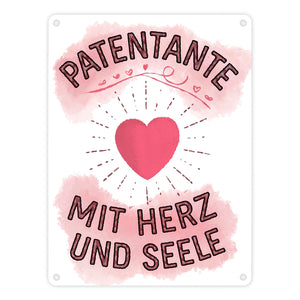 Patentante mit Herz Metallschild in 15x20 cm Herz und Seele