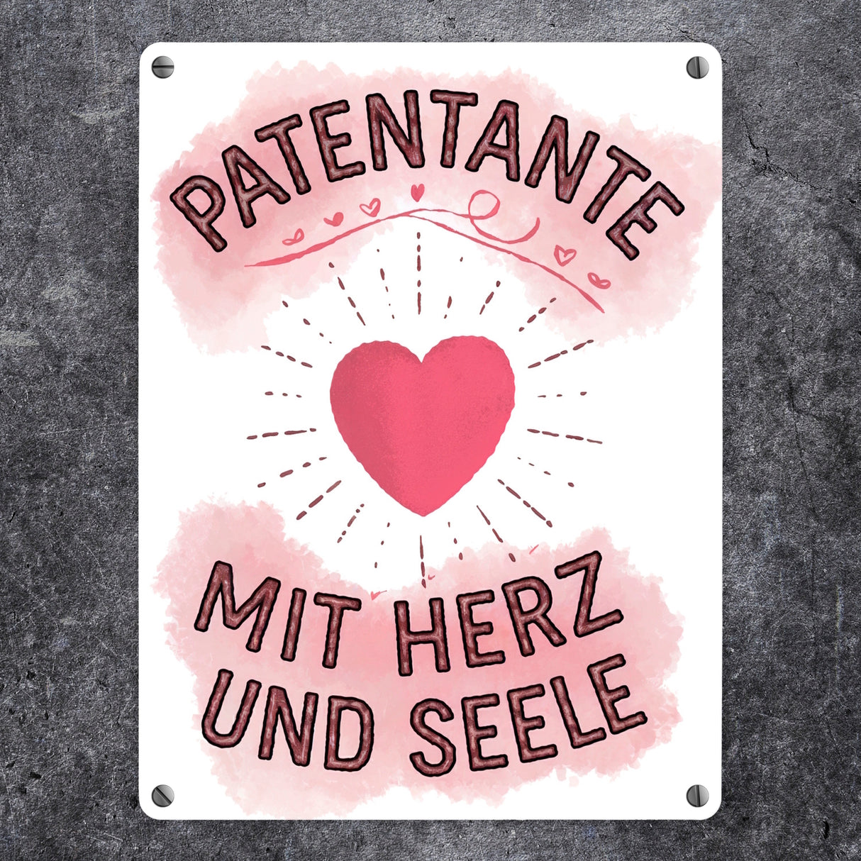 Patentante mit Herz Metallschild in 15x20 cm Herz und Seele