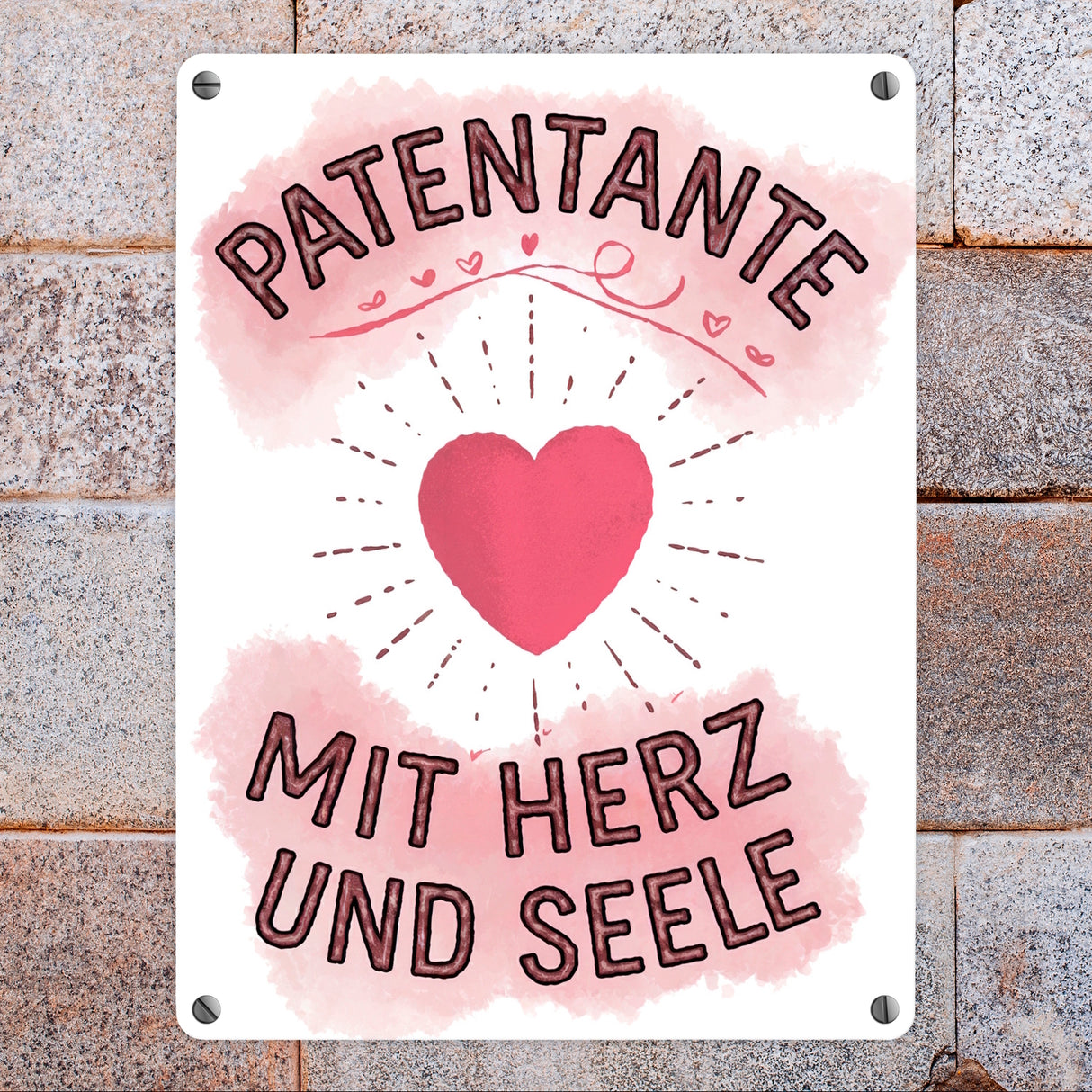 Patentante mit Herz Metallschild in 15x20 cm Herz und Seele