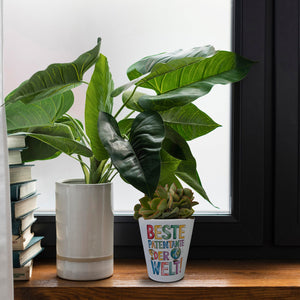 Beste Patentante der Welt Blumentopf goldener Pokal Globus