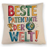 Beste Patentante der Welt Kissen goldener Pokal Globus