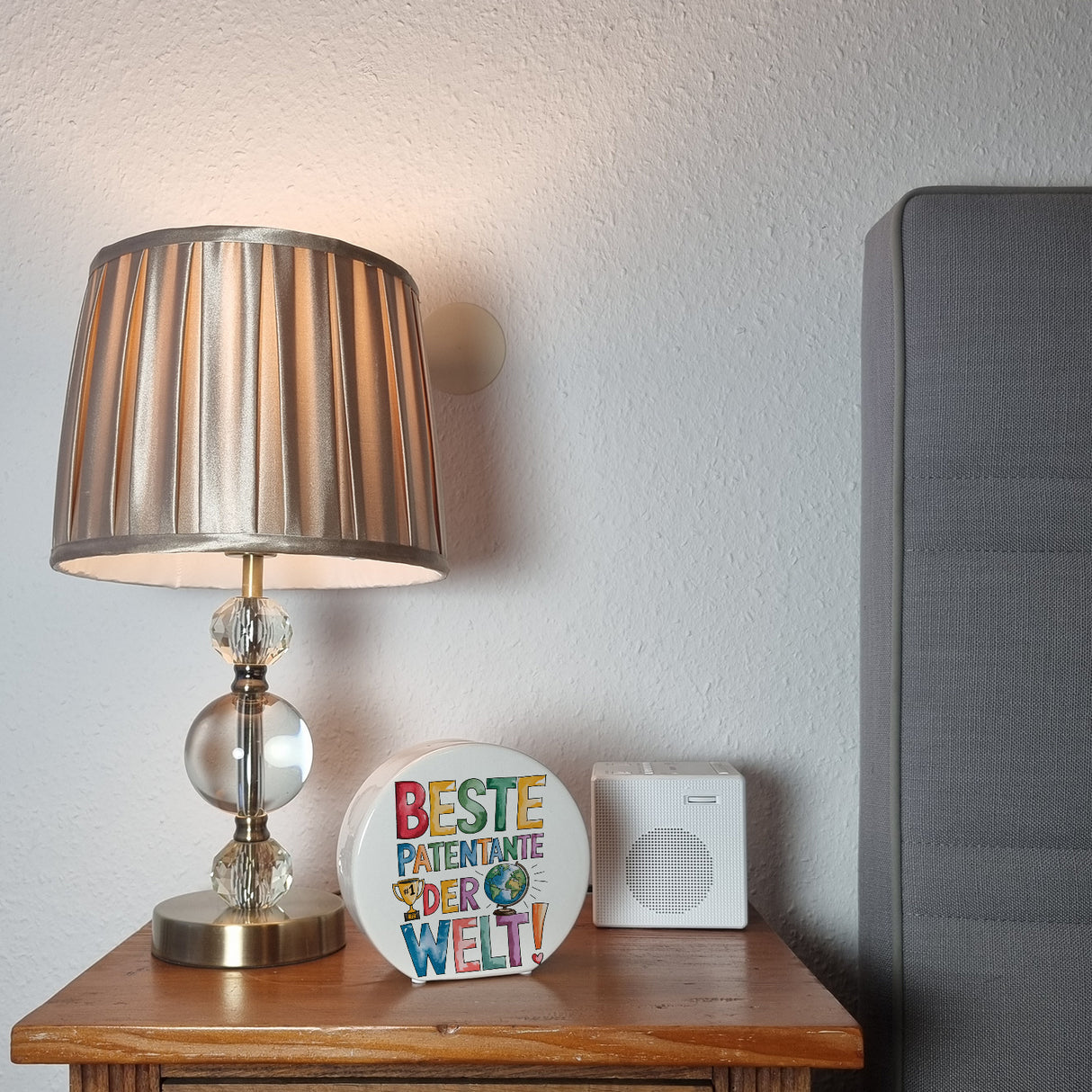 Beste Patentante der Welt Spardose goldener Pokal Globus