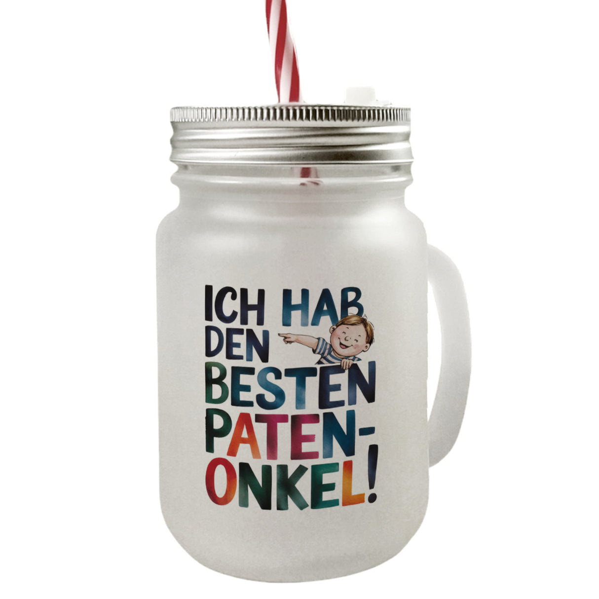 Bester Patenonkel Trinkglas mit Bambusdeckel