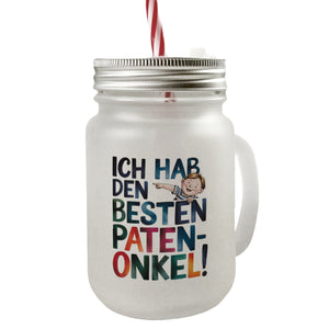 Bester Patenonkel Trinkglas mit Bambusdeckel