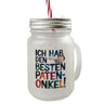 Bester Patenonkel Trinkglas mit Bambusdeckel