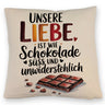 Liebe ist wie Schokolade Kissen Schokoladentafel