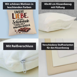Liebe ist wie Schokolade Kissen Schokoladentafel