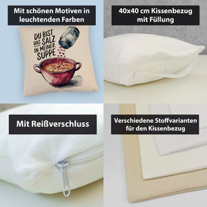 Du bist das Salz Kissen Salzstreuer und Suppe