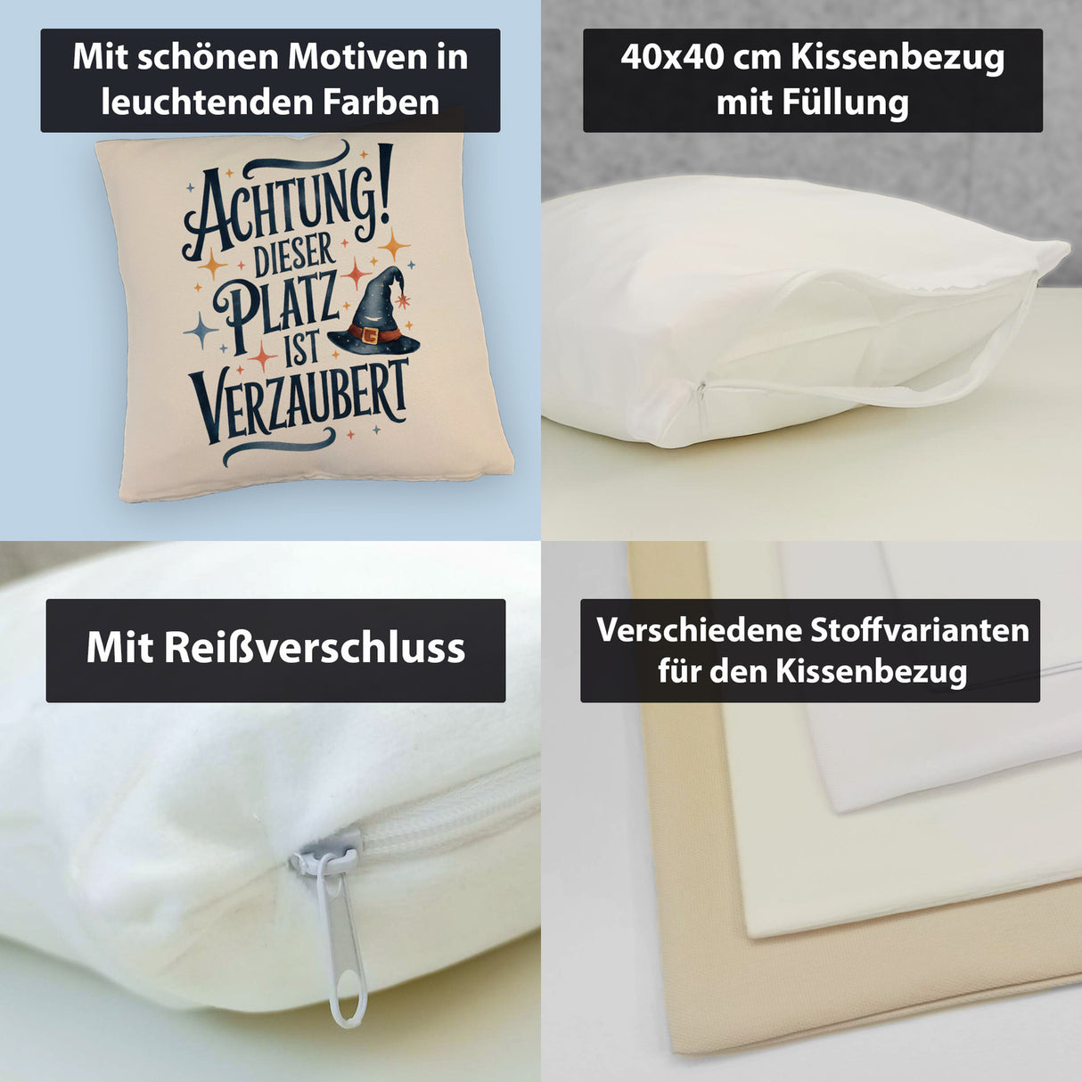 Zaubererhut Achtung Platz verzaubert Kissen