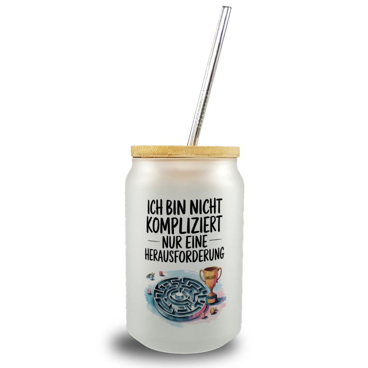 Herausforderung, nicht kompliziert Trinkglas mit Bambusdeckel Pokal