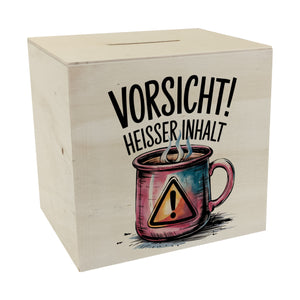 Dampfende Tasse Vorsicht Heißer Inhalt Spardose