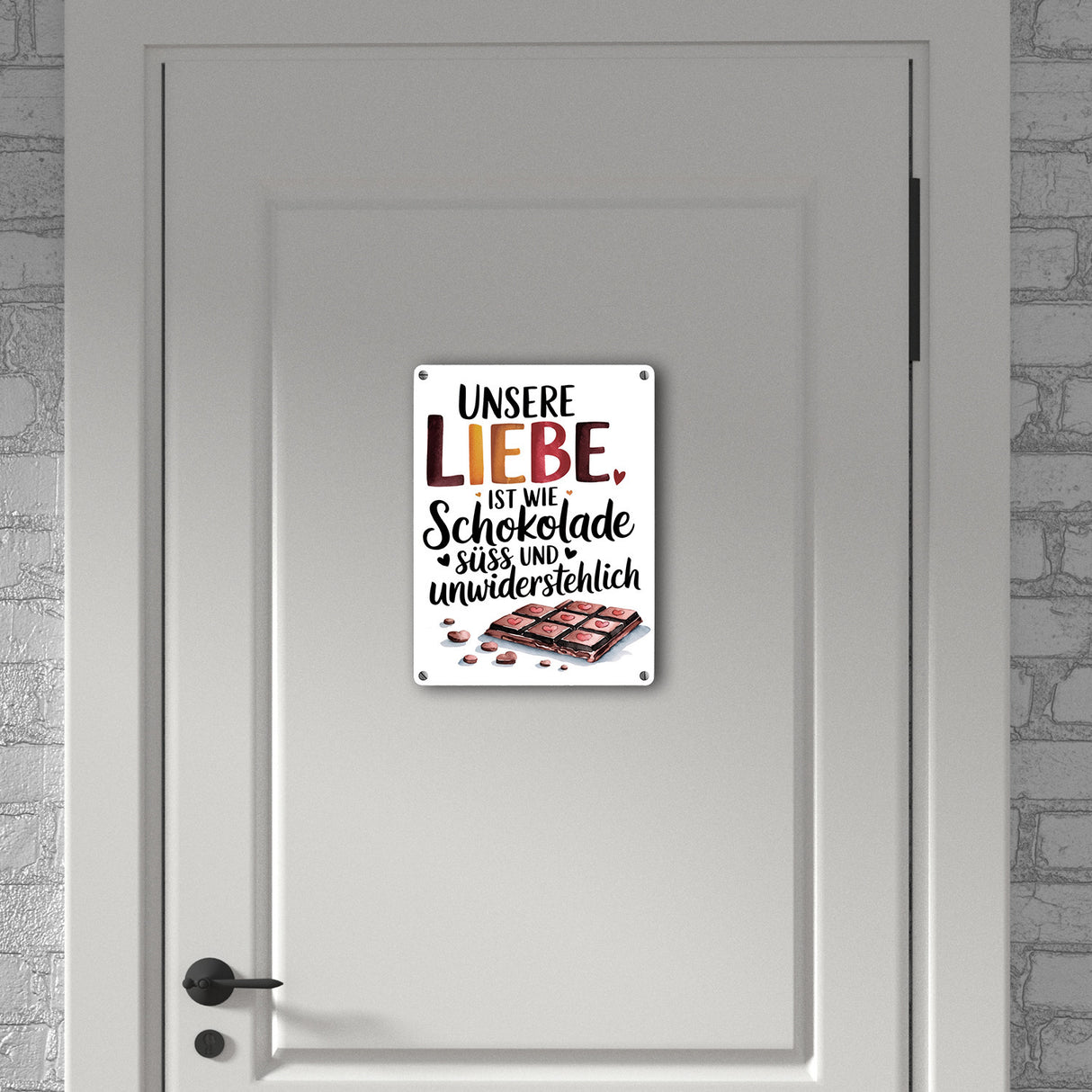 Liebe ist wie Schokolade Metallschild in 15x20 cm Schokoladentafel