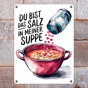 Du bist das Salz Metallschild in 15x20 cm Salzstreuer und Suppe