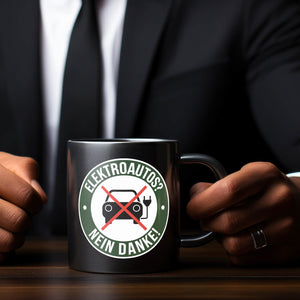 Elektroauto Statement Tasse : NEIN DANKE!