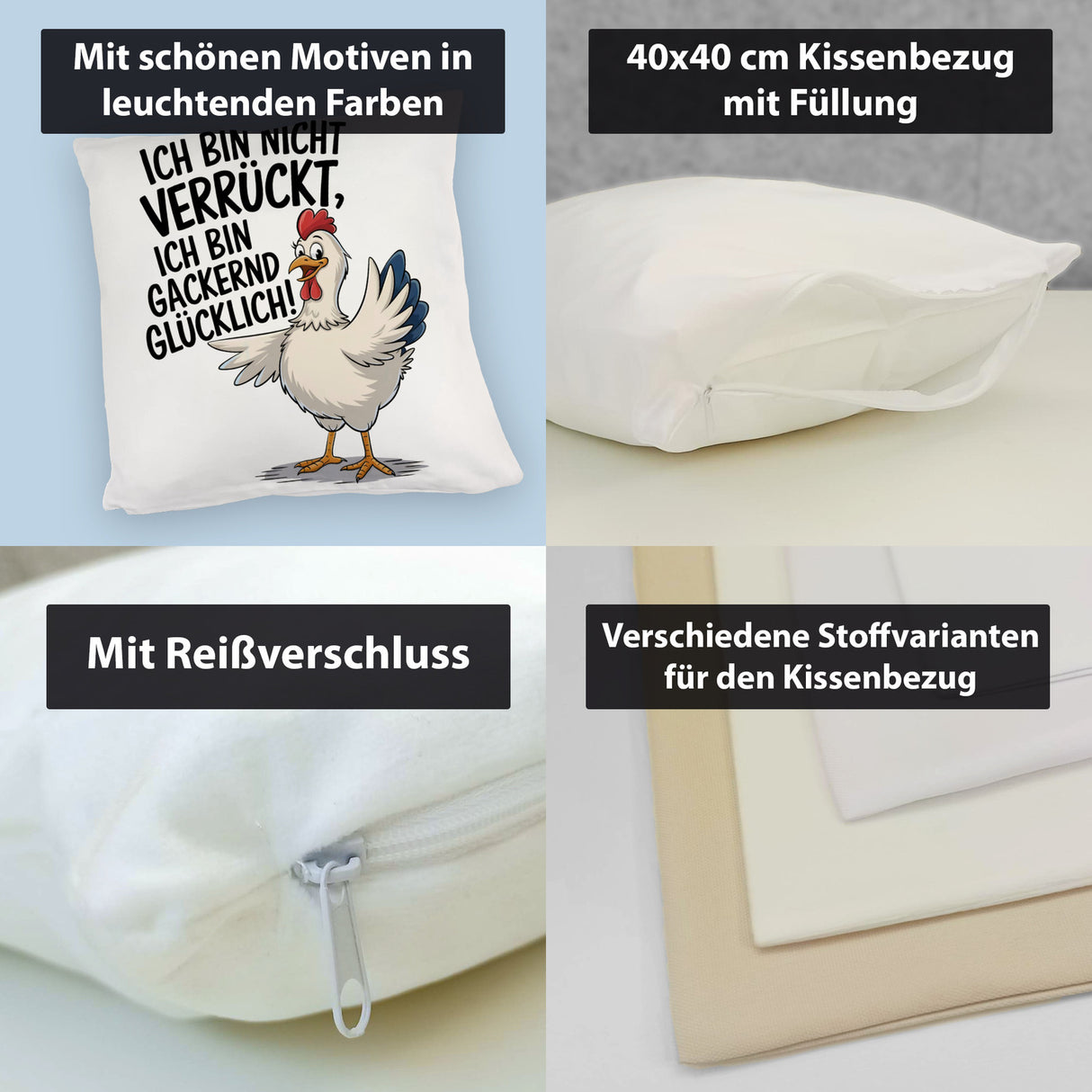 Fröhliches Huhn Gackernd Glücklich Kissen