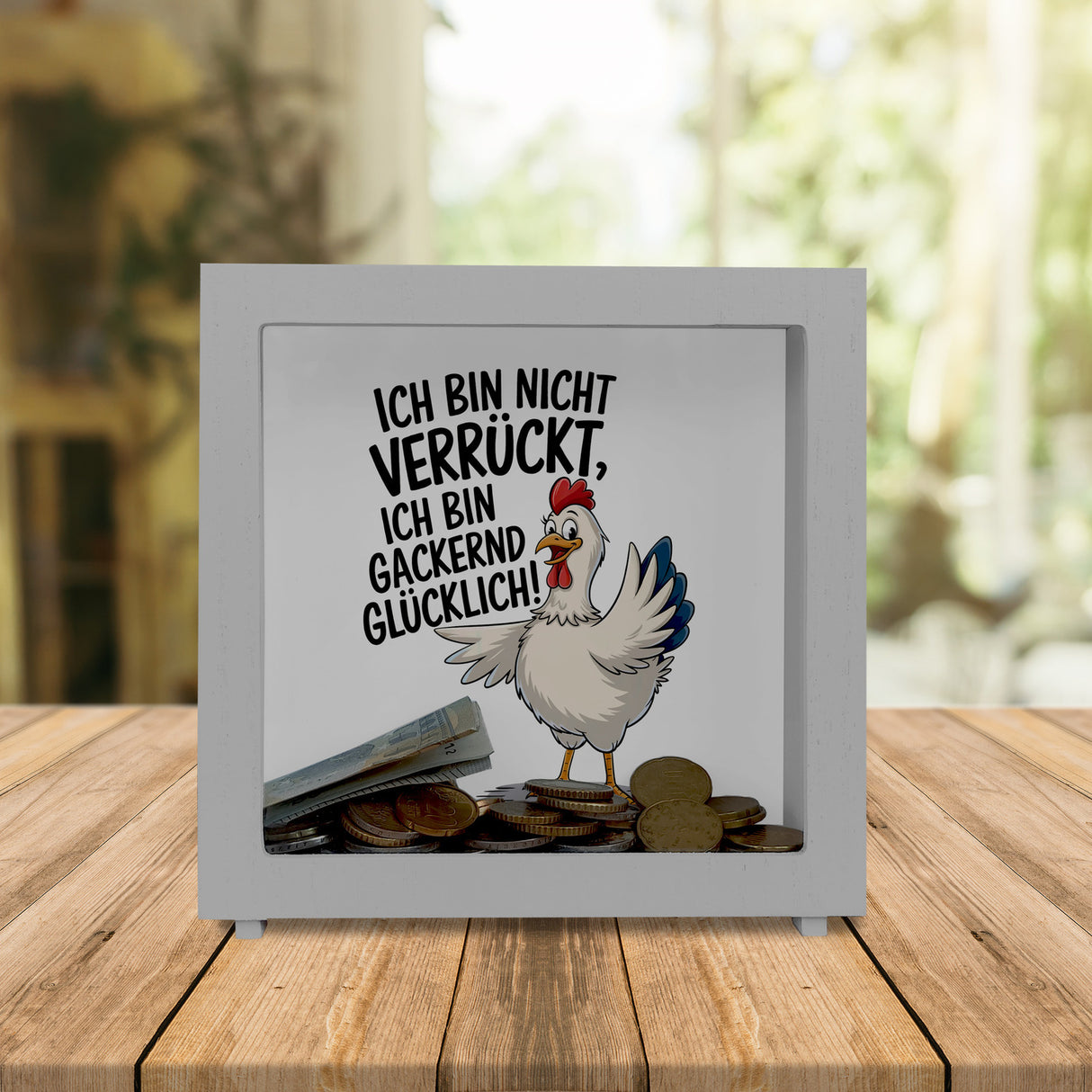 Fröhliches Huhn Gackernd Glücklich Spardose