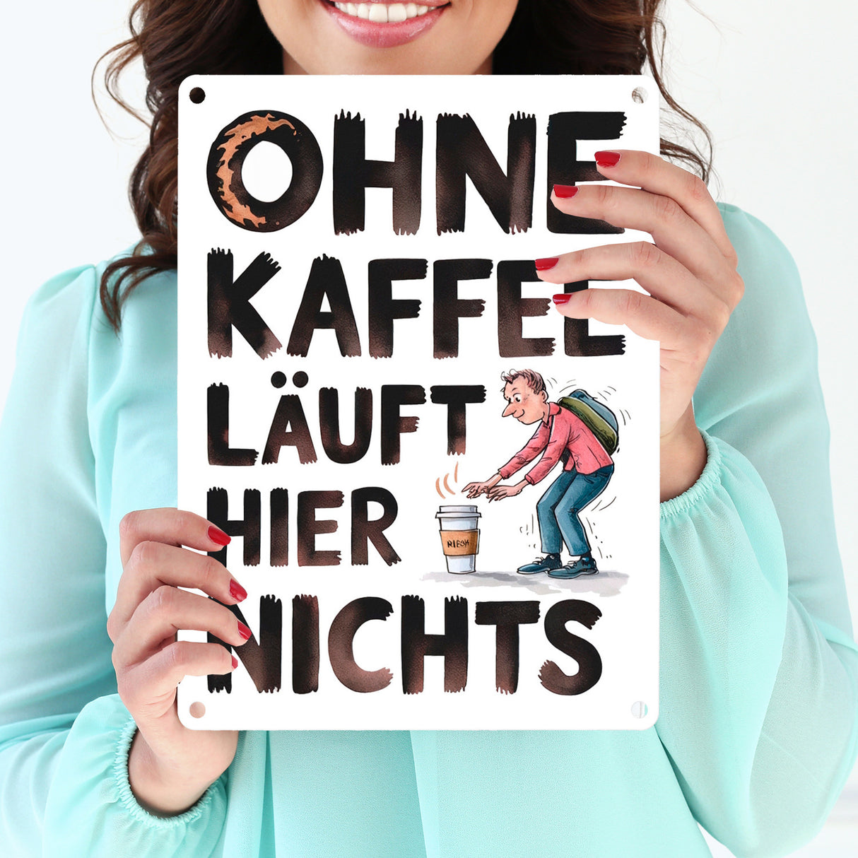 Ohne Kaffee läuft hier nichts Metallschild in 15x20 cm