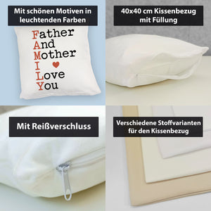 FAMILY Herz Kissen für Eltern