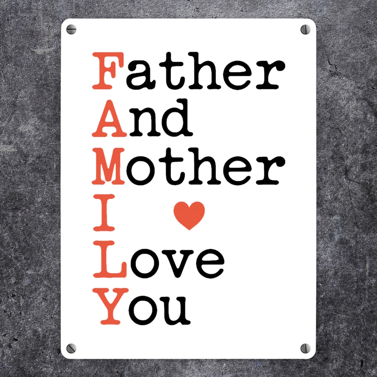 FAMILY Herz Metallschild in 15x20 cm für Eltern
