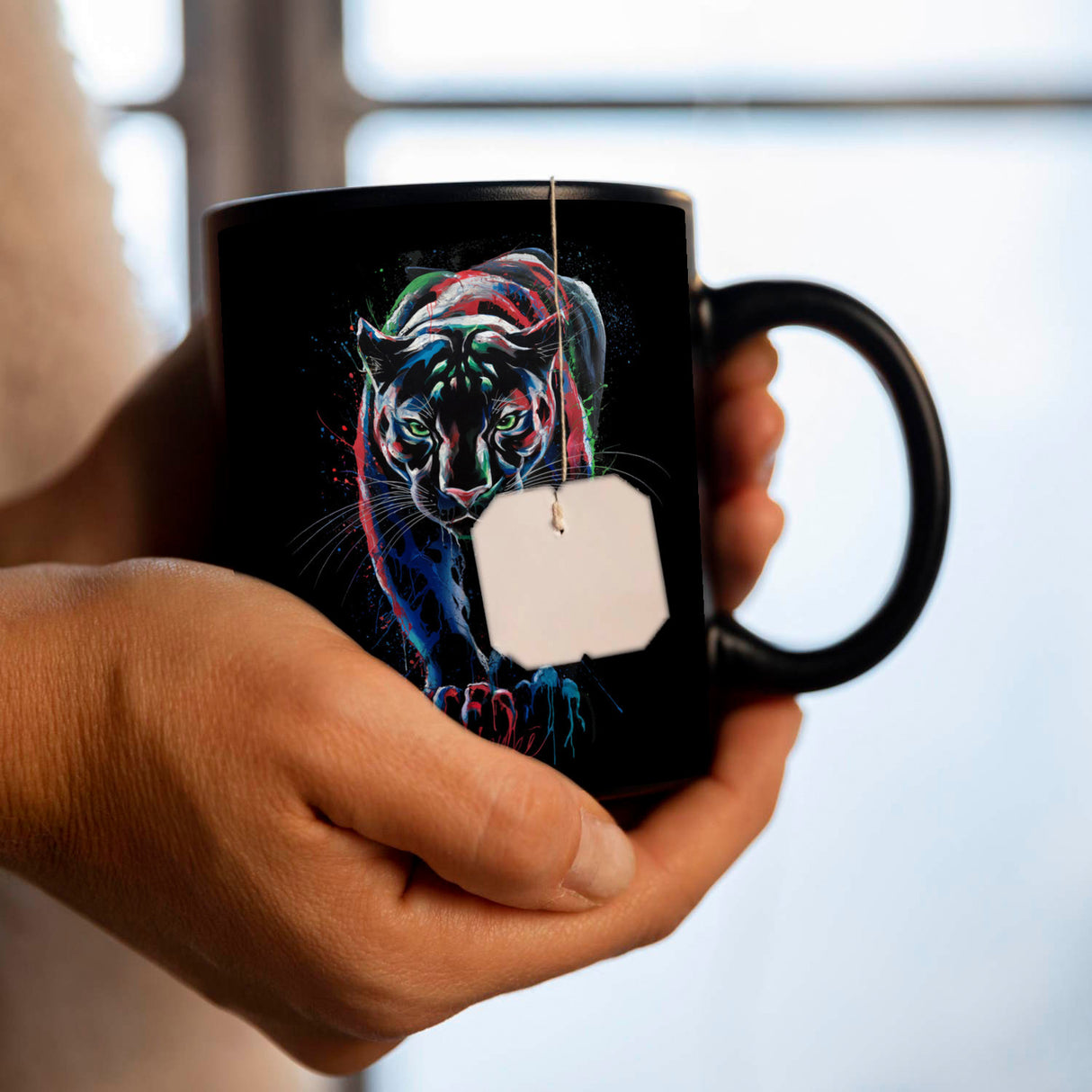 Abstrakter Panther Farbspiel Tasse für Kunstliebhaber