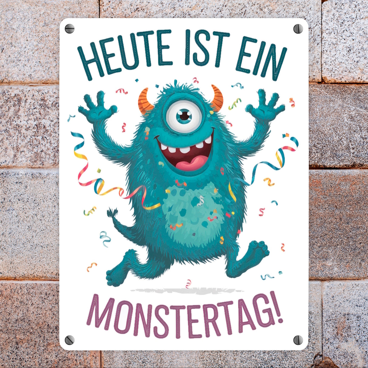 Heute ist ein Monstertag! Metallschild in 15x20 cm