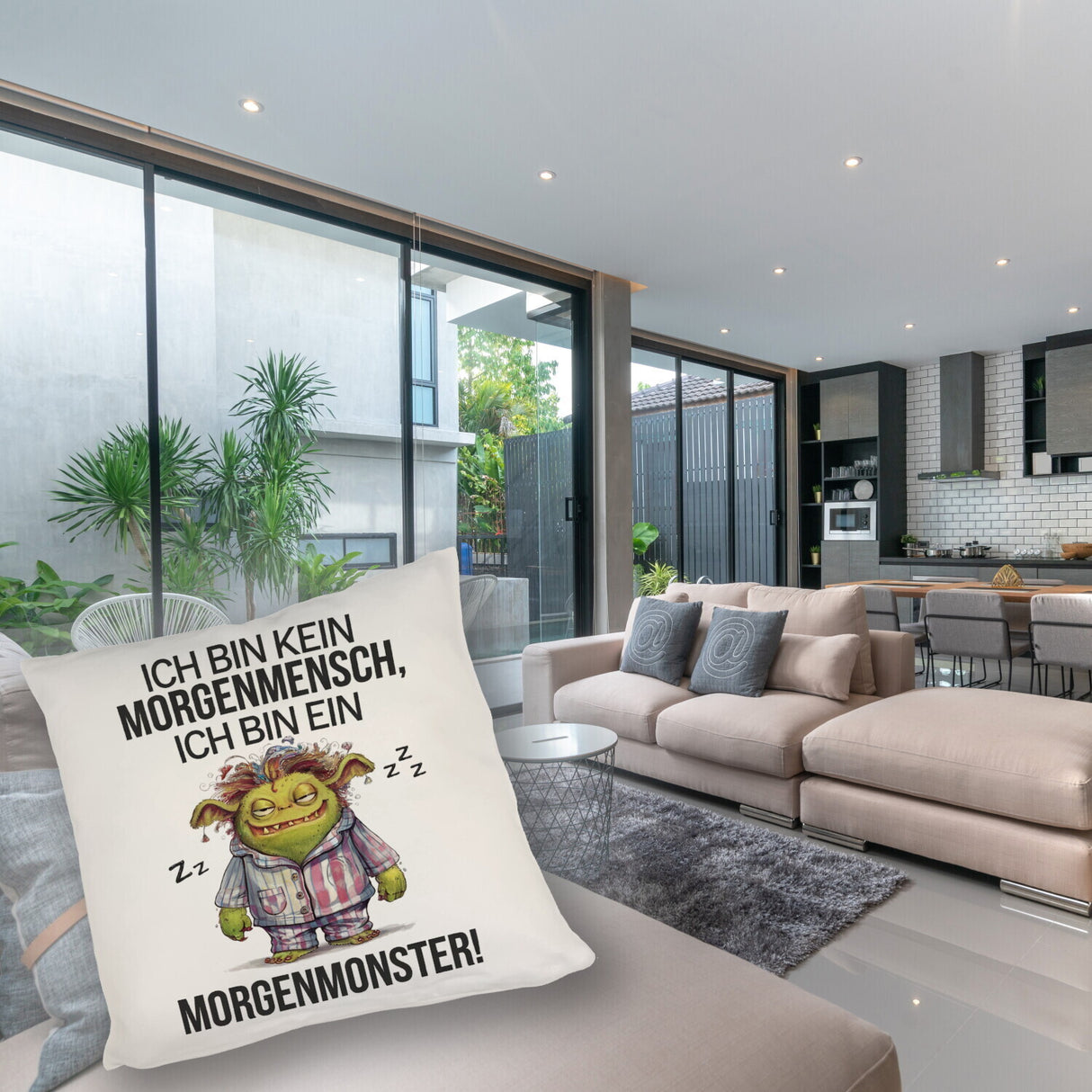Verschlafenes Morgenmonster Kissen Monster