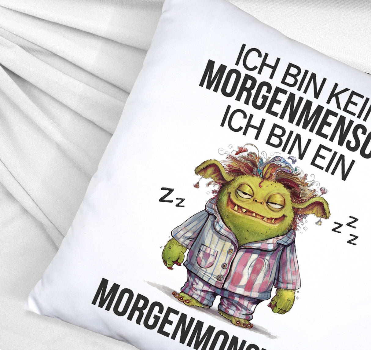Verschlafenes Morgenmonster Kissen Monster