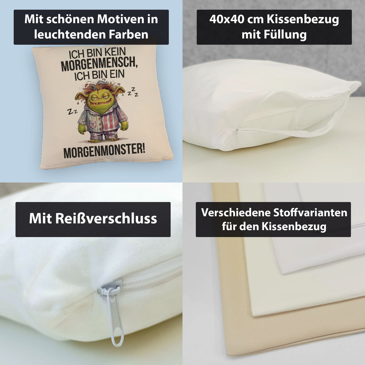 Verschlafenes Morgenmonster Kissen Monster