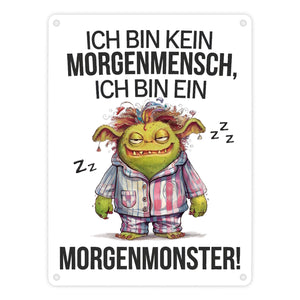 Verschlafenes Morgenmonster Metallschild in 15x20 cm Monster
