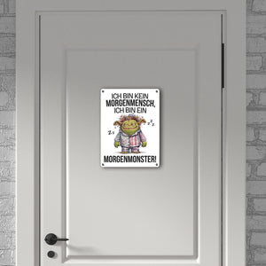 Verschlafenes Morgenmonster Metallschild in 15x20 cm Monster