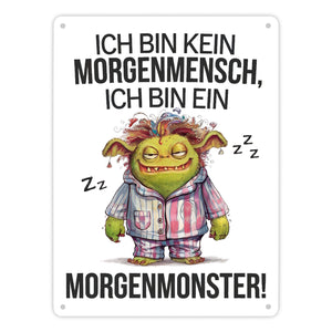 Verschlafenes Morgenmonster Metallschild in 15x20 cm Monster