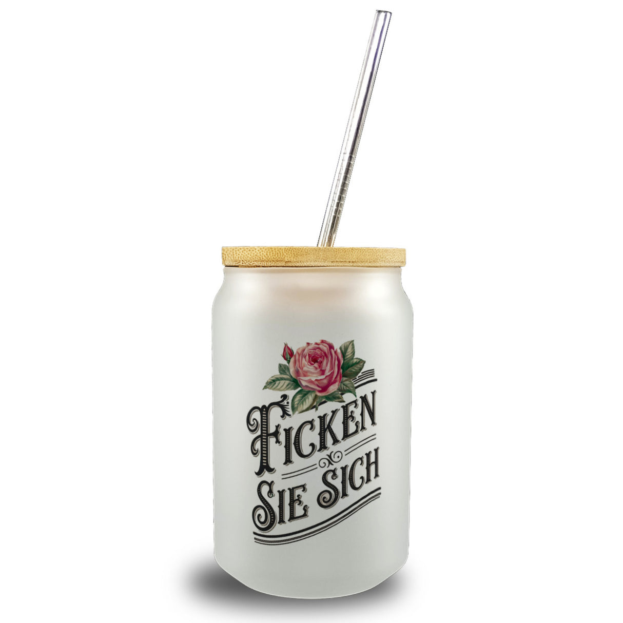 Ficken Sie Sich Trinkglas mit Bambusdeckel Rose Vintage