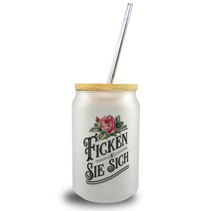 Ficken Sie Sich Trinkglas mit Bambusdeckel Rose Vintage