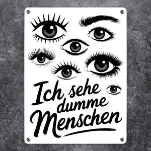 Ich sehe dumme Menschen Metallschild in 15x20 cm Augen Design